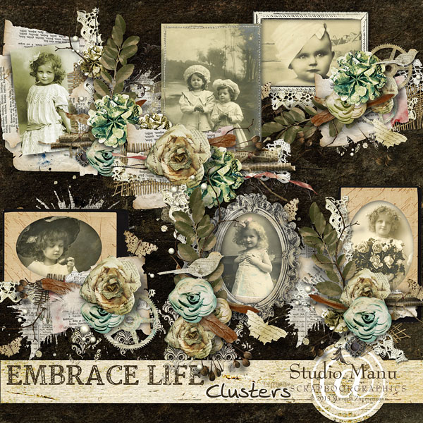 digital scrapbooking clusters, frames