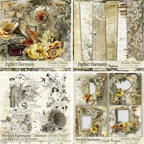 Scrapbooking Perfect Harmony Page Kit, Stamps, Quick Pages