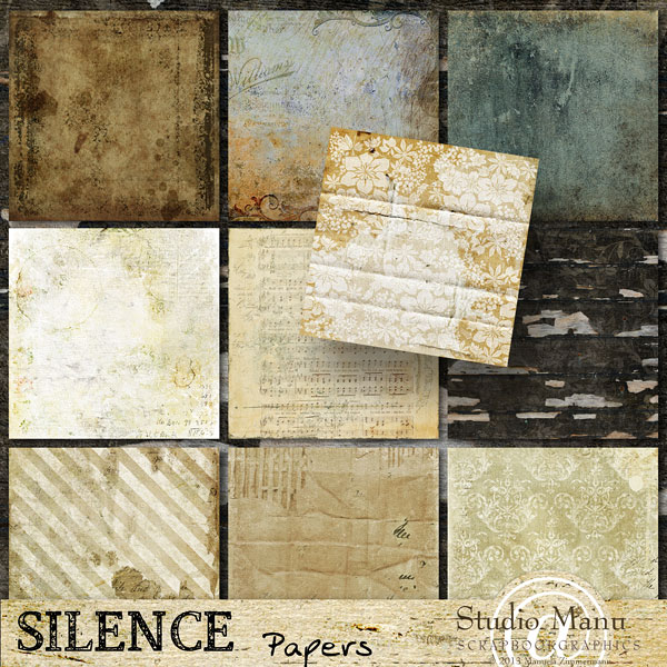 Digital Scrapbooking Vintage paper Pack Silence