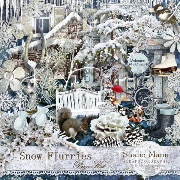 Snow Flurries - Winter Scrapbook Page Kit