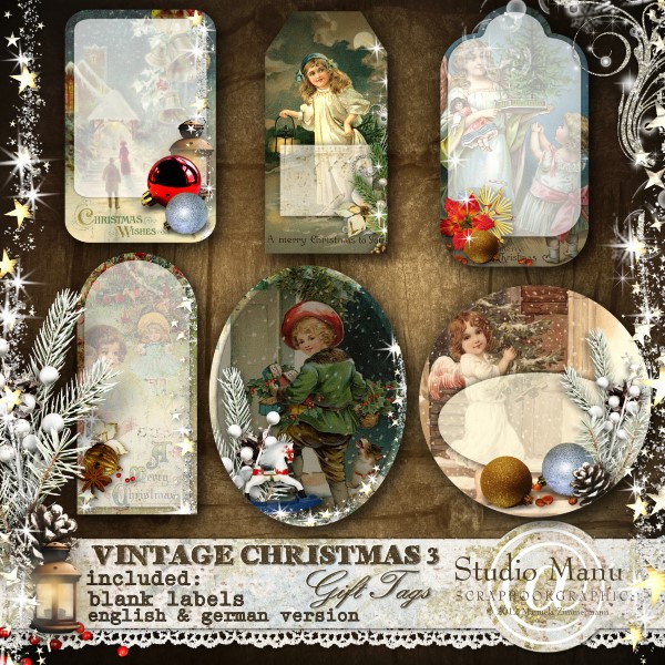 Vintage Christmas 3 - Gift Tags - Blank