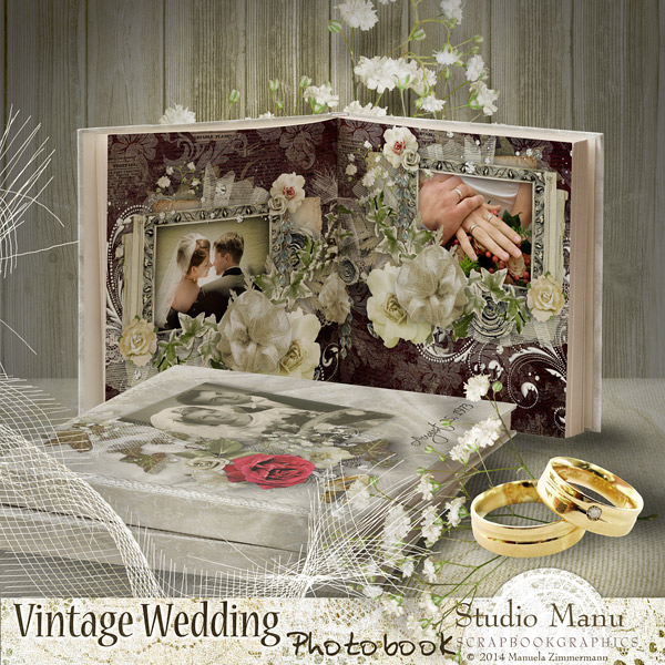 Scrapbook Vintage Wedding Photobook - Cover, Samples