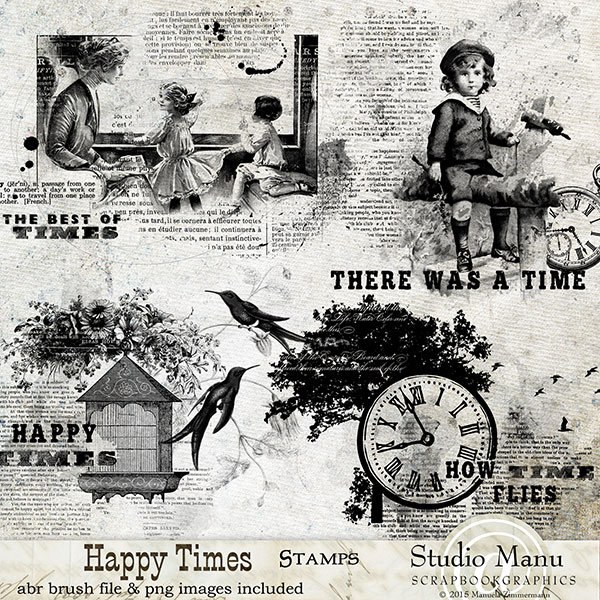 Happy Times - Digital Scrapbooking Stamps - Brushes