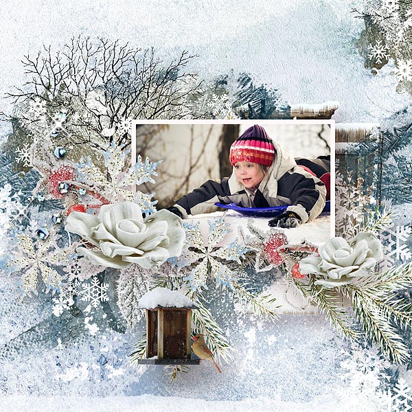 Digital scrapbooking Winter layout by Jacqueline