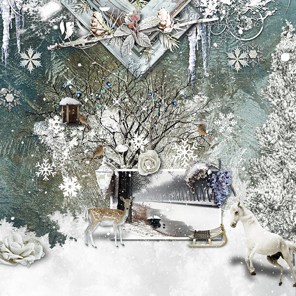 Inspiration Layout Winter Overlays by Yvonne 