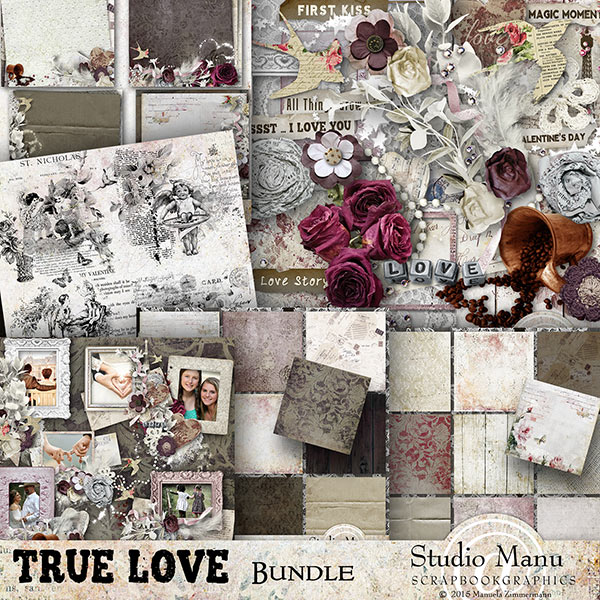 Valentine's Day Digital scrapbook Collection True LoveValentine's Day Digital scrapbook Collection True Love