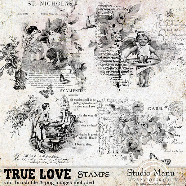 True Love Digital scrapbooking Stamps and Bushes