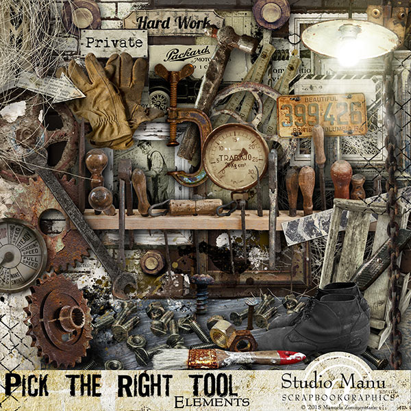 Digital Scrapbooking Men's Kit Pick The Right Tool