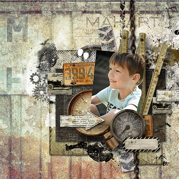 Boys digital scrapbooking inspiration layout 