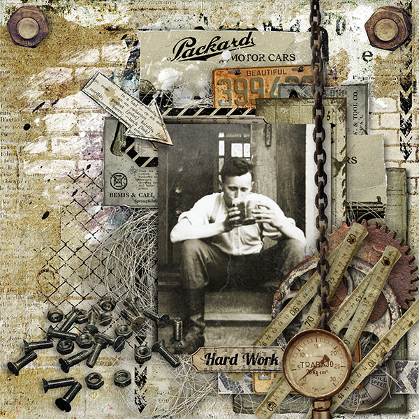Father's Day digital scrapbooking inspiration layout