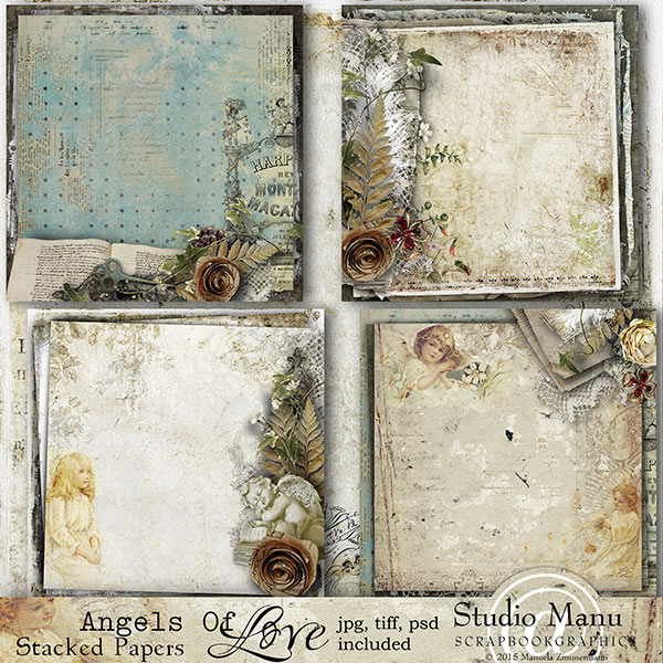 angels of love - stacked papers