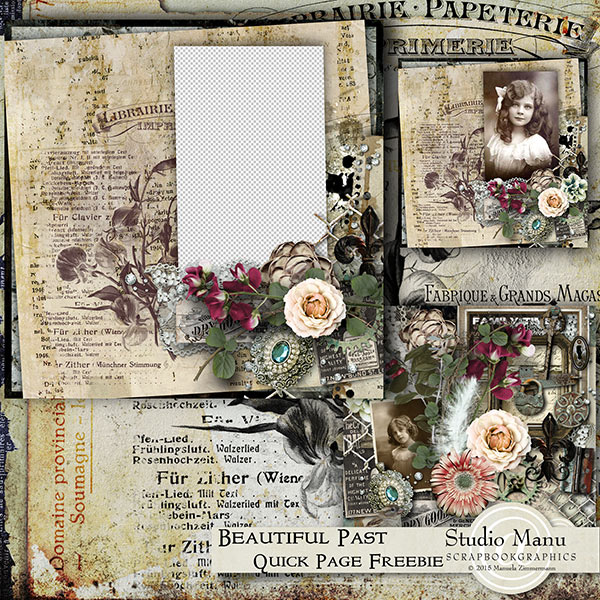 beautiful past scrapbook quick page freebie