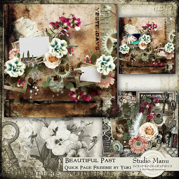 Vintage Scrapbook Quick Page Freebie by Yuki