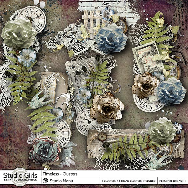 Timeless Digital Scrapbooking Clusters