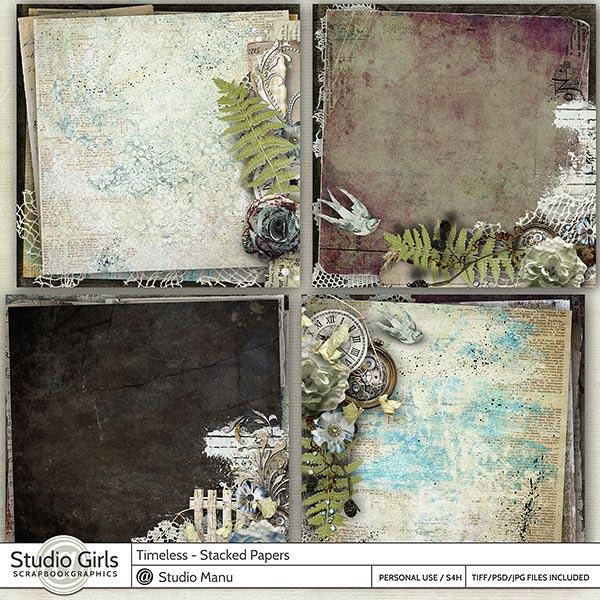 Timeless Digital Scrapbooking Stacked Papers