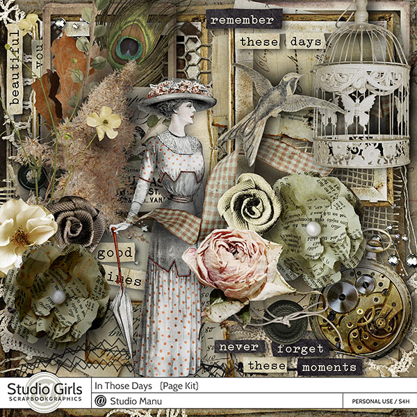 Vintage Digital Scrapbooking Page Kit