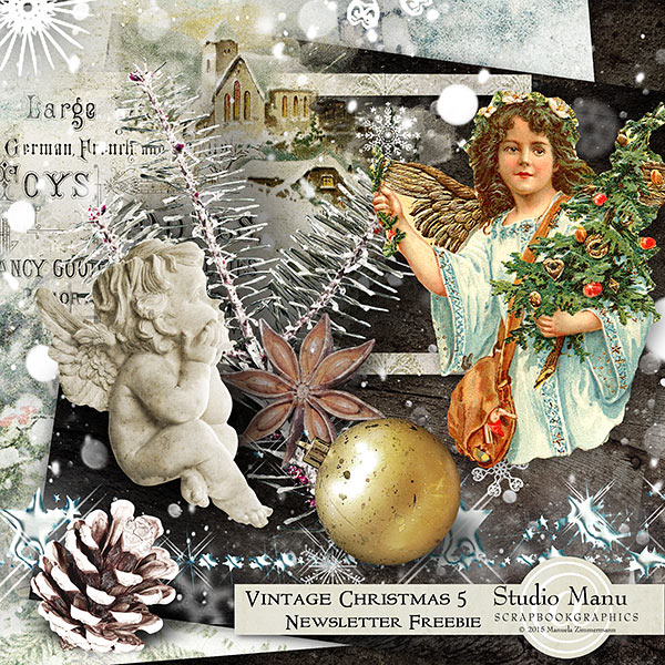 Vintage Christmas Digital Scrapbooking Freebie Mini Kit