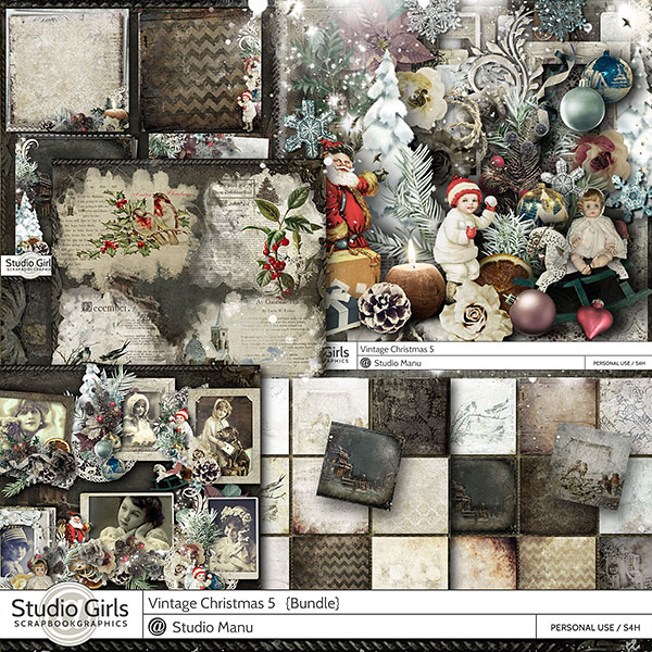 Vintage Christmas Digital Scrapbooking Collection