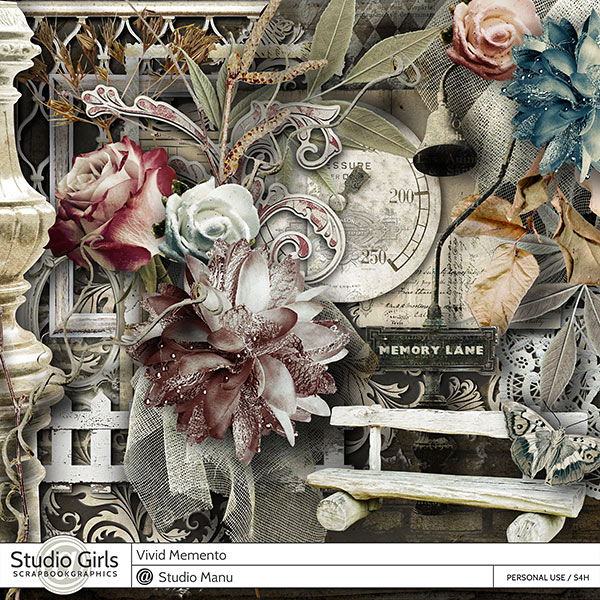 Vivid Memento Digital scrapbooking page Kit