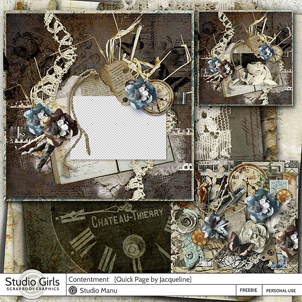 Digital scrapbooking vintage quick page freebie