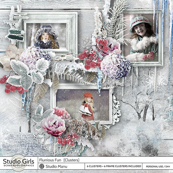 Digital Scrapbooking Winter Clusters