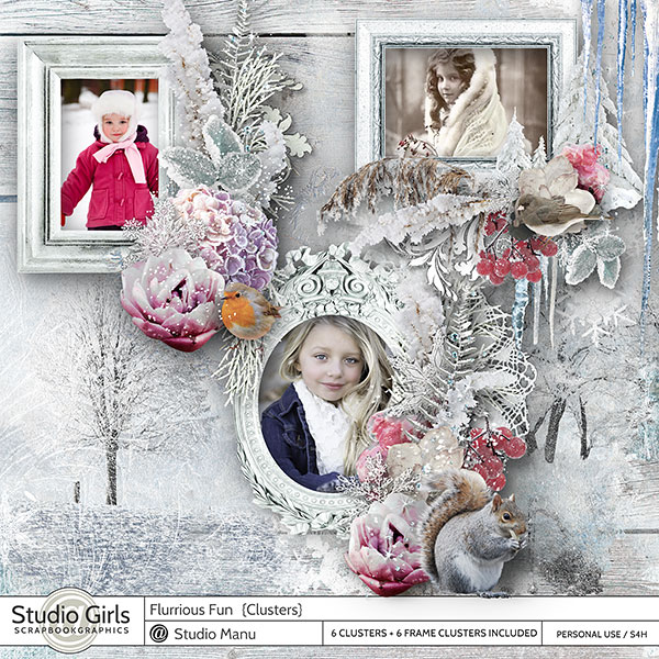 Digital Scrapbooking Winter Clusters