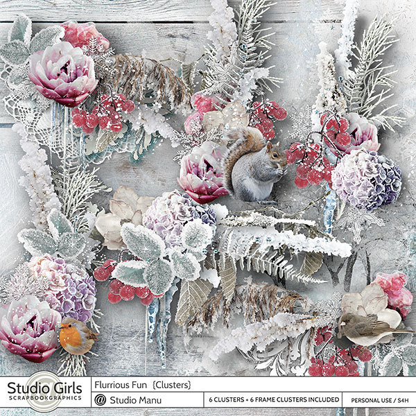 Digital Scrapbooking Winter Clusters