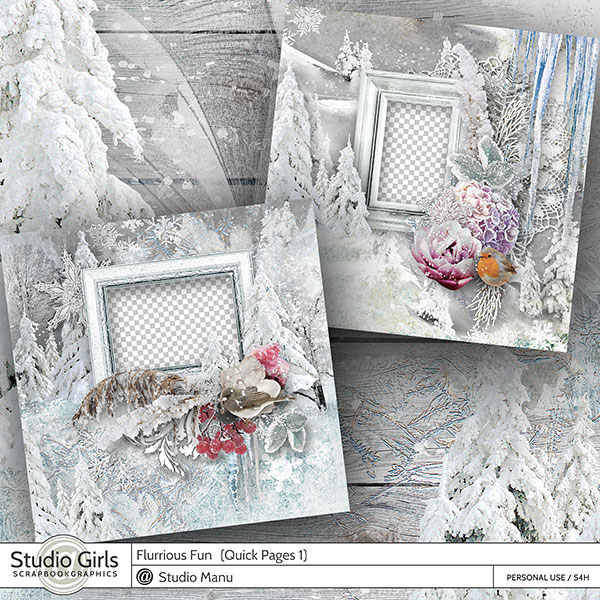 digital scrapbooking Winter Quick Pages