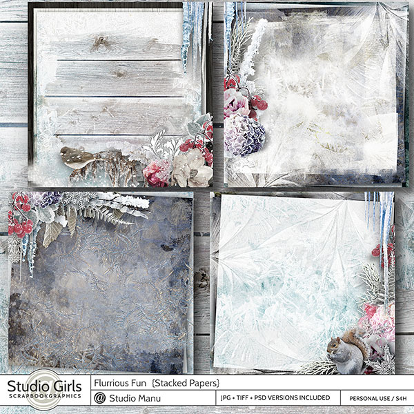 Digital Scrapbooking Winter Stacked Papers