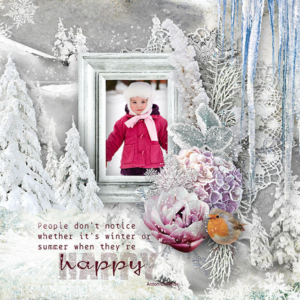 Digital Scrapbooking Winter Inspiration Layout