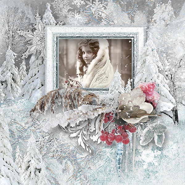 Digital Scrapbooking Winter Inspiration Layout