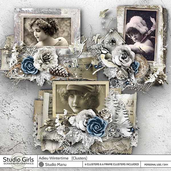 Adieu Wintertime Scrapbooking Frame Clusters