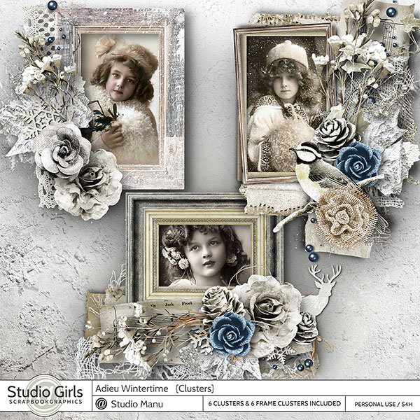 Adieu Wintertime Scrapbooking Frame Clusters