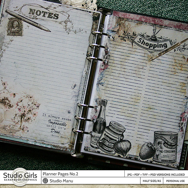 Planner Pages Notes and Shopping List