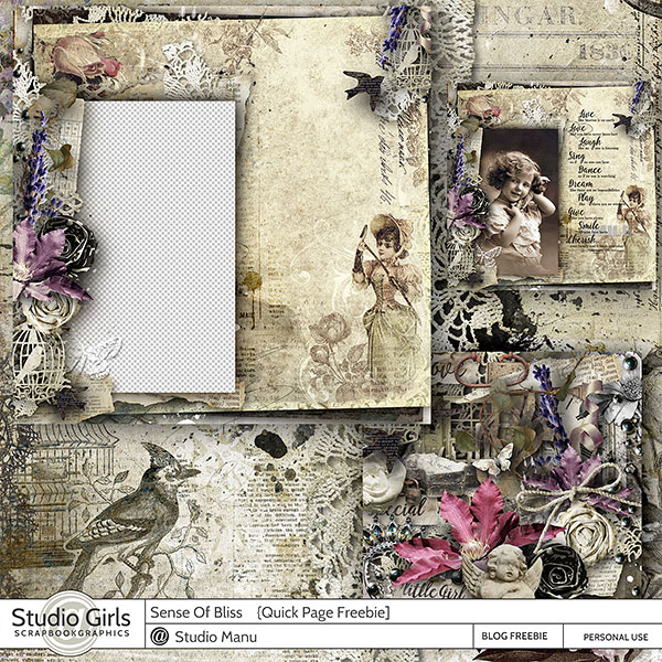 Vintage Scrapbooking Quick Page Freebie