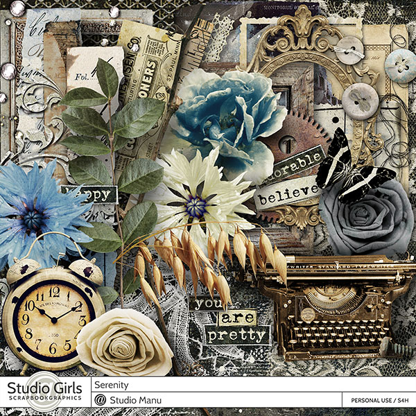 vintage digital scrapbook page kit