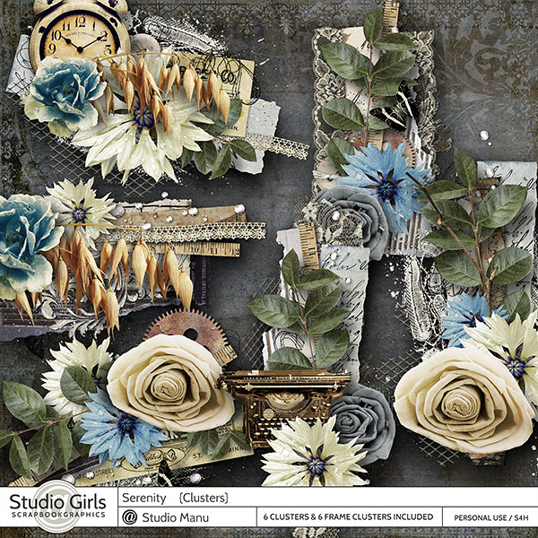 vintage digital scrapbook clusters