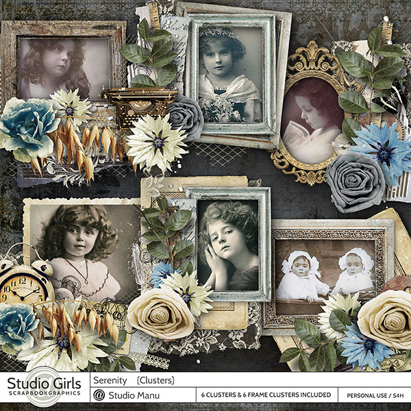 vintage digital scrapbook cluster frames