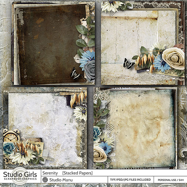 vintage digital scrapbook stacked papers