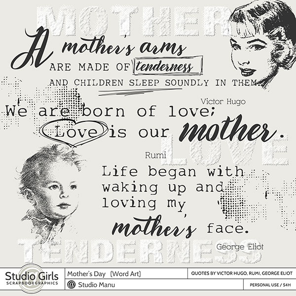 Mother's Day Word Art Scrapbooking