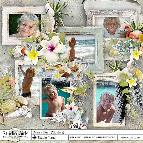 Summer Scrapbook Cluster Frames