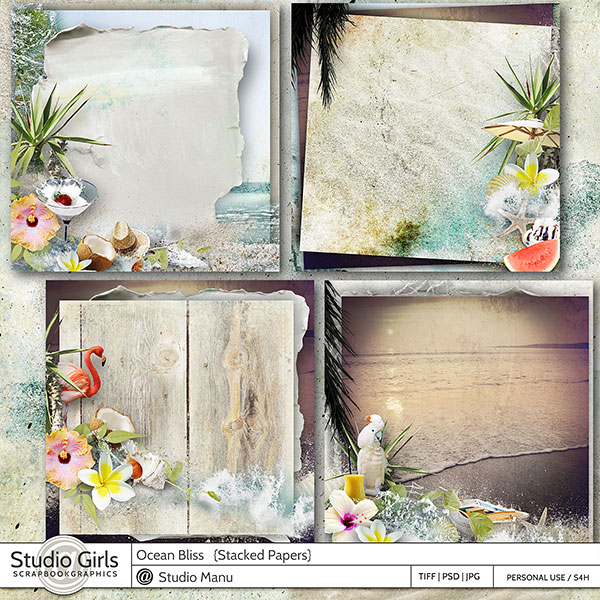 Summer Scrapbooking Stacked papers Ocean Bliss 