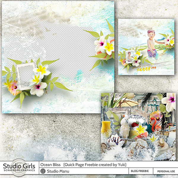 Ocean Bliss Summer Digital Scrapbook Free Quick Page