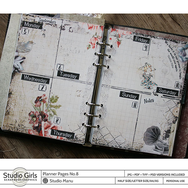 printable vintage planner pages