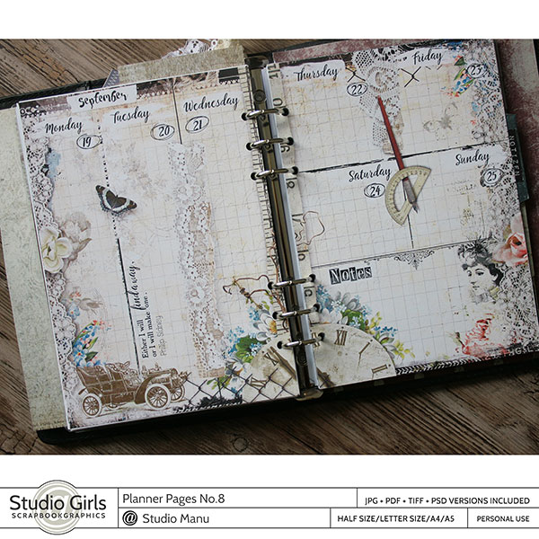 printable vintage planner pages