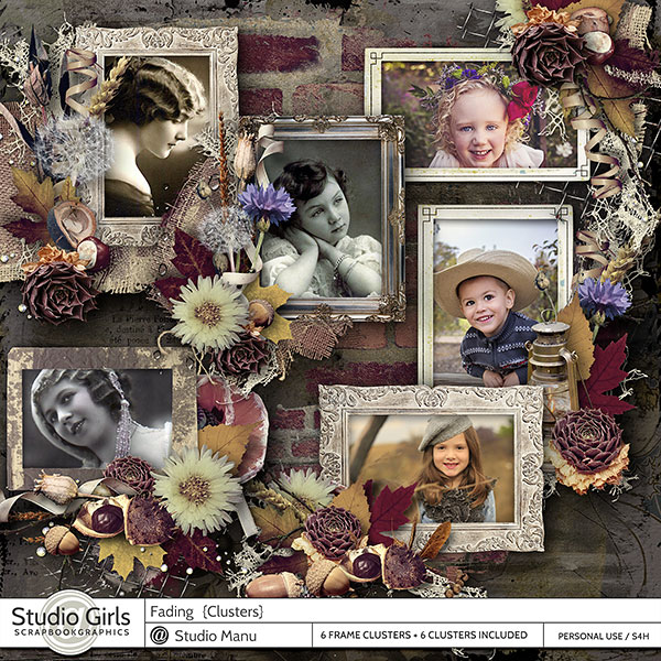 Fading Autumn Scrapbook Cluster Frames