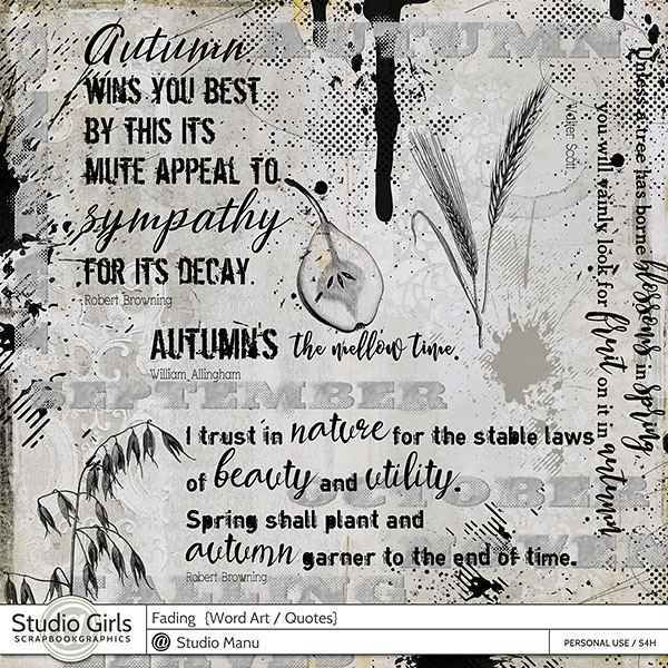 Fading - Vintage Autumn Word Art