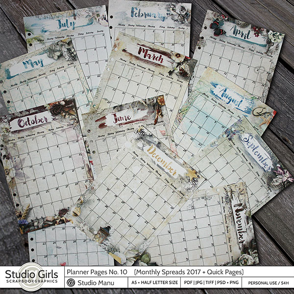 printable monthly planner spreads