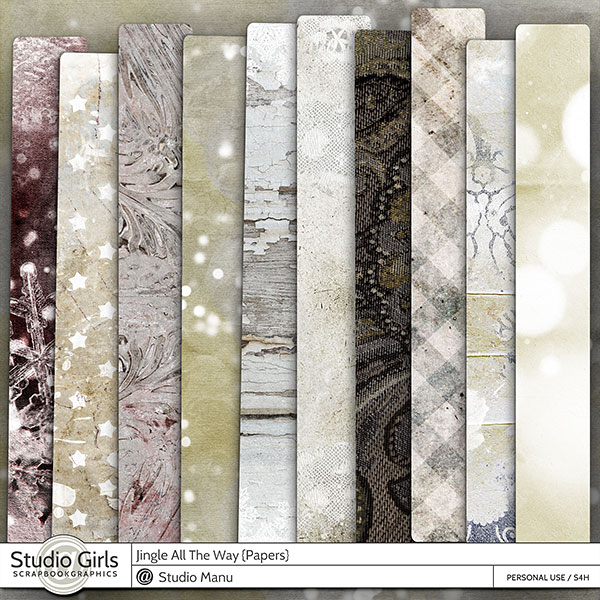 Digital Scrapbook Papers Backgrounds Winter Christmas Jingle All The Way