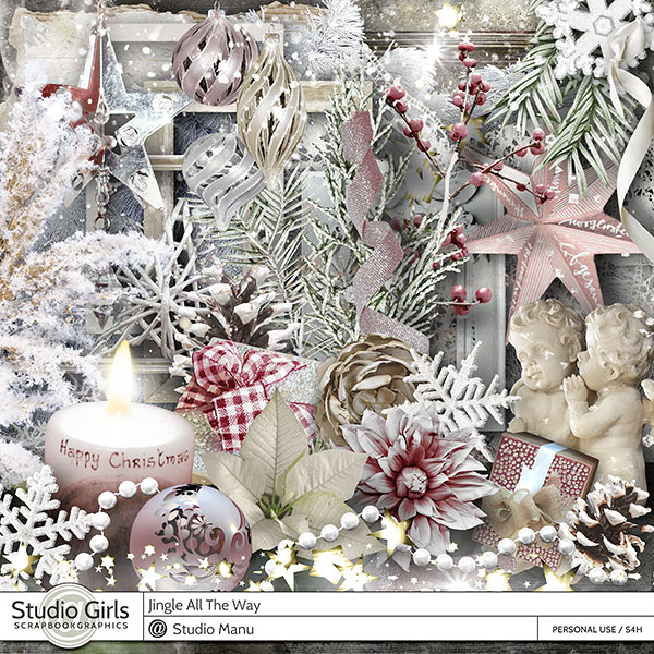 Digital Scrapbook Kit Winter Christmas Jingle All The Way